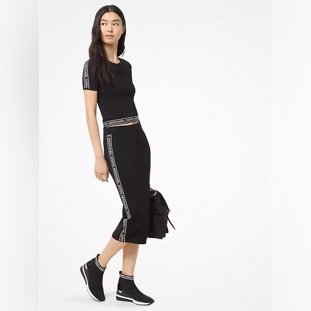 Michael Kors Black Skirt with Logo Trim